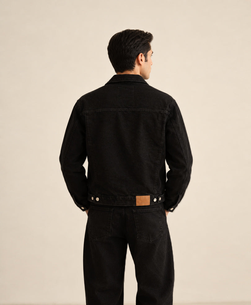 Black Modern Denim Trucker