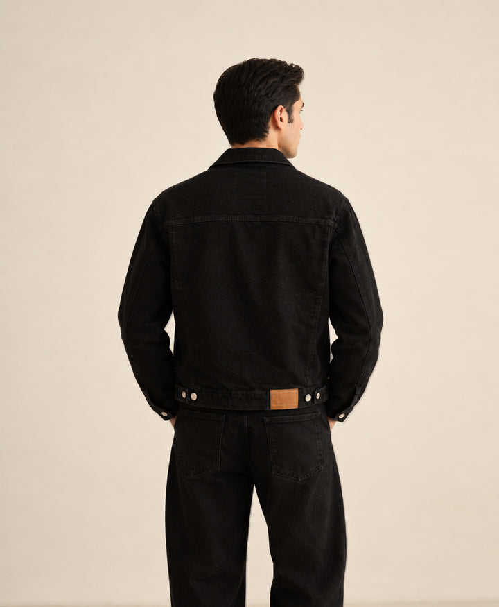 Black Modern Denim Trucker
