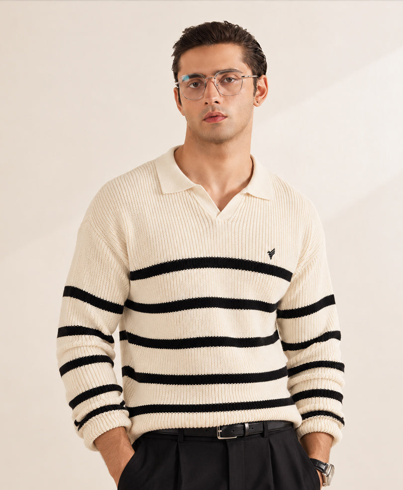 Classic Tofu & Black Striper Sweater