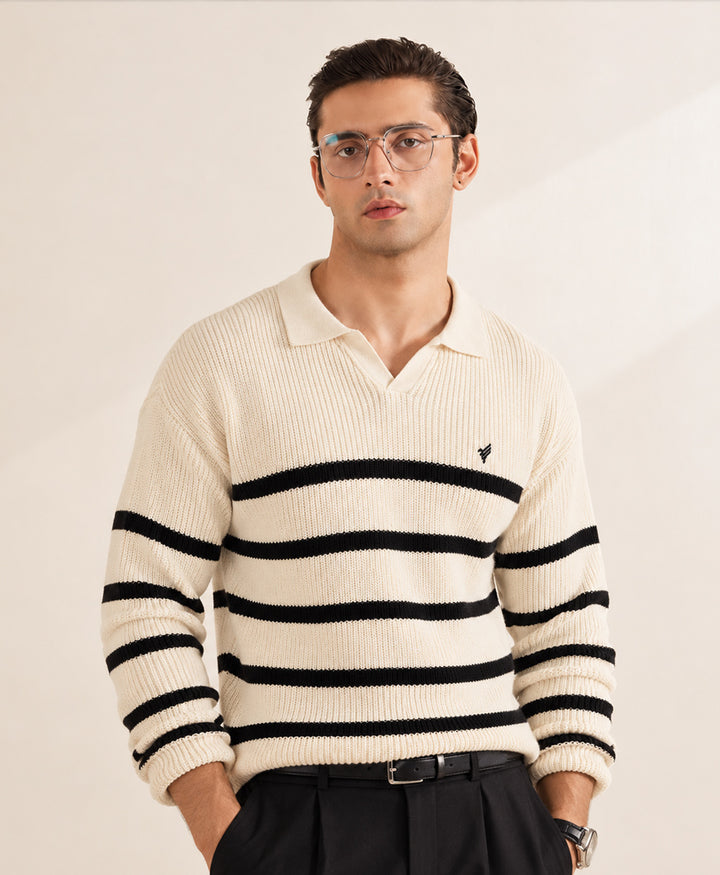 Classic Tofu & Black Striper Sweater