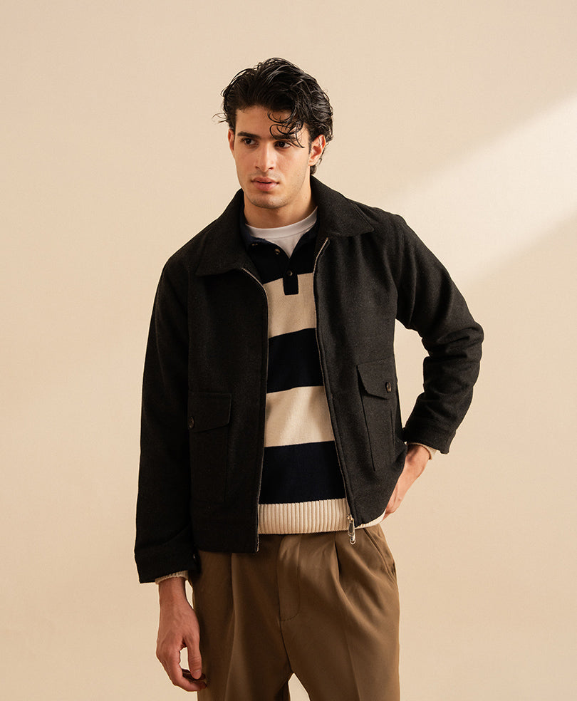 Modern Minimal Jacket Charcoal