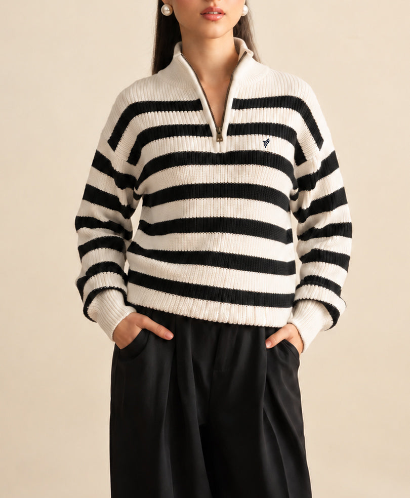 Tofu & Black Striped Sweater (Women)