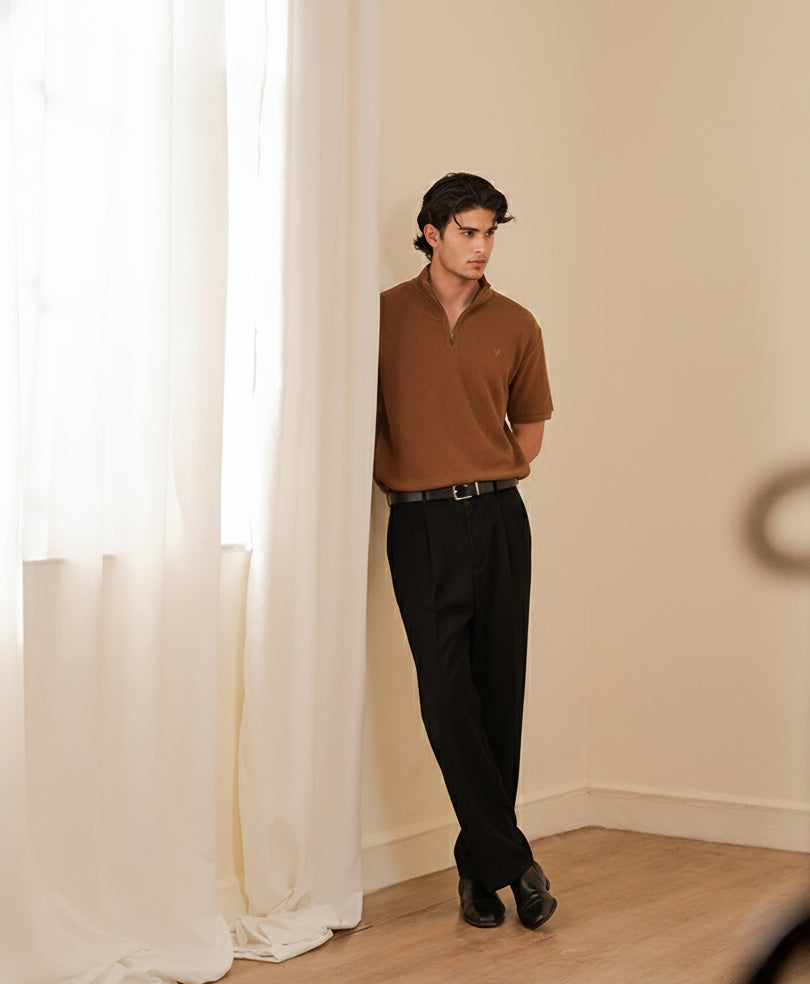 Toffee Mock Zip POLO