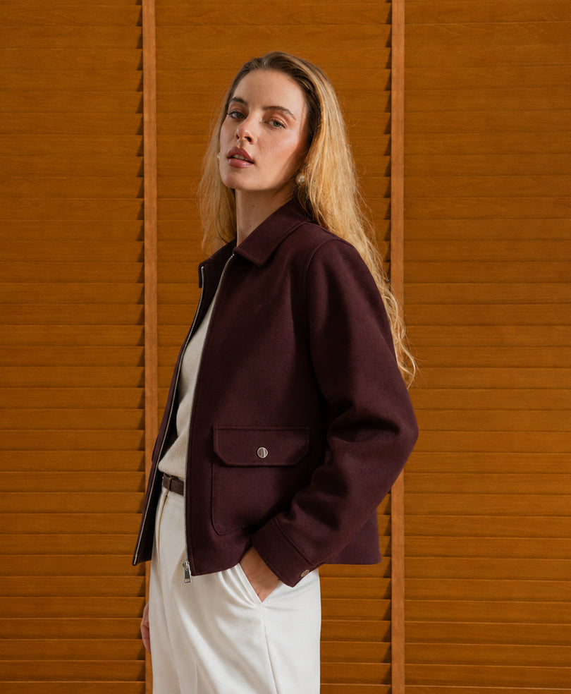 Maroon Soft Zip Up Jacket (Women)