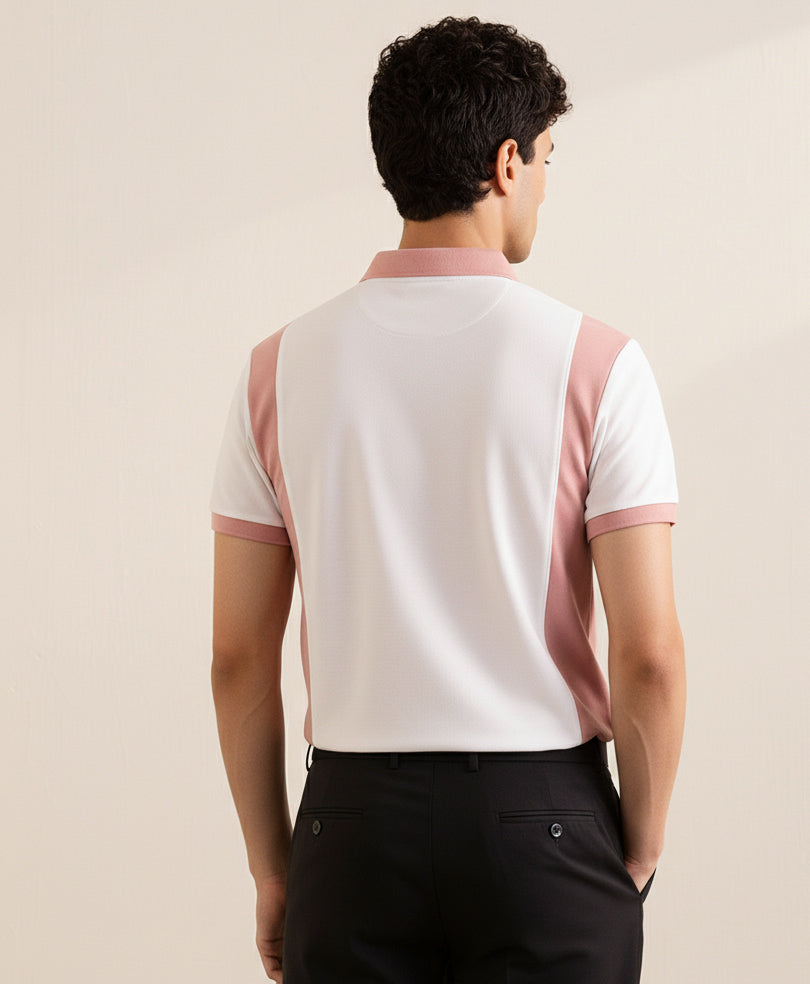 Pink & White Panel POLO