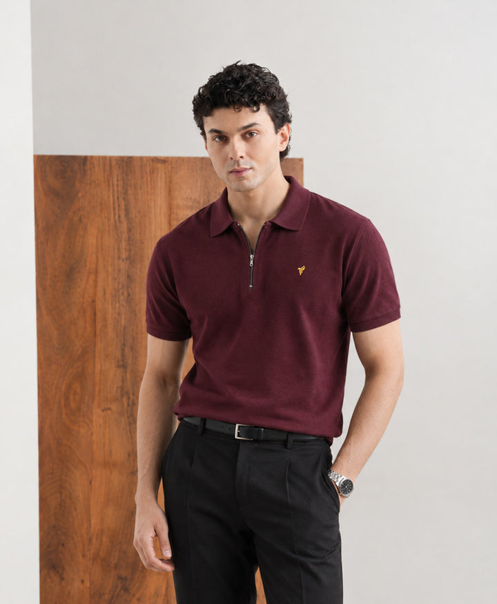 Maroon Zip POLO