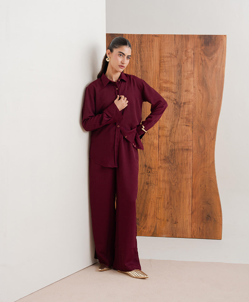 Maroon Textured Shirt (Women)
