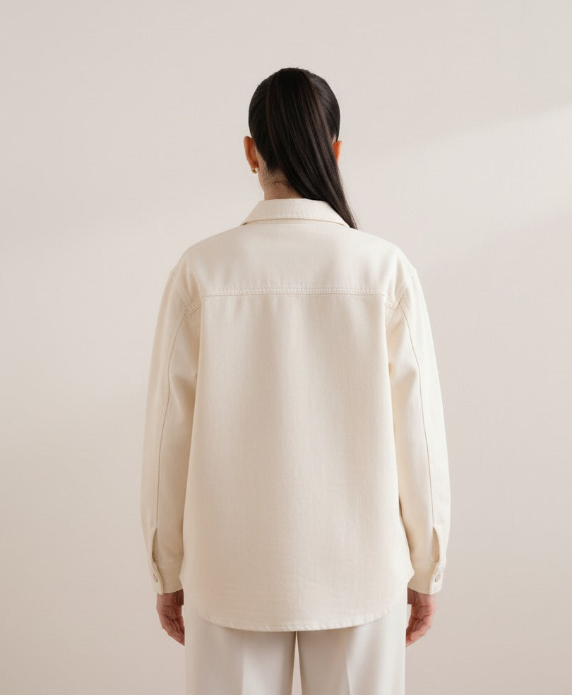 OFF White Denim Relaxed Fit Shacket (Women)