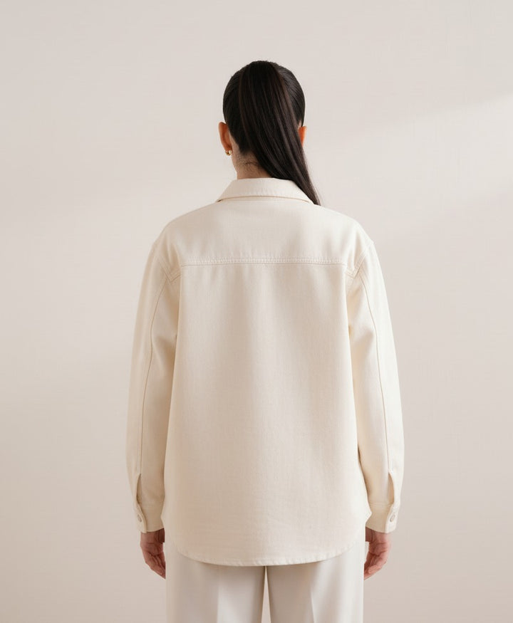 OFF White Denim Relaxed Fit Shacket (Women)
