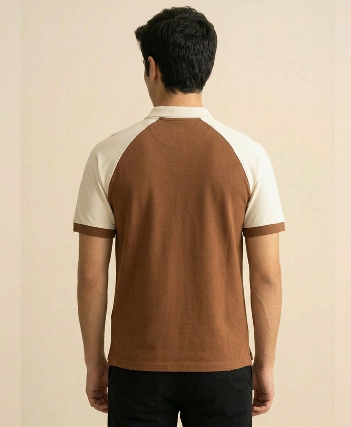 Toffee Contrast Raglan POLO