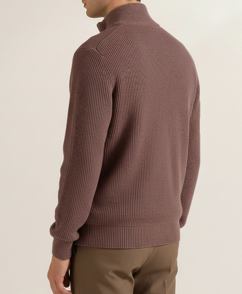 Camel Vintage Full Zipper Sweater