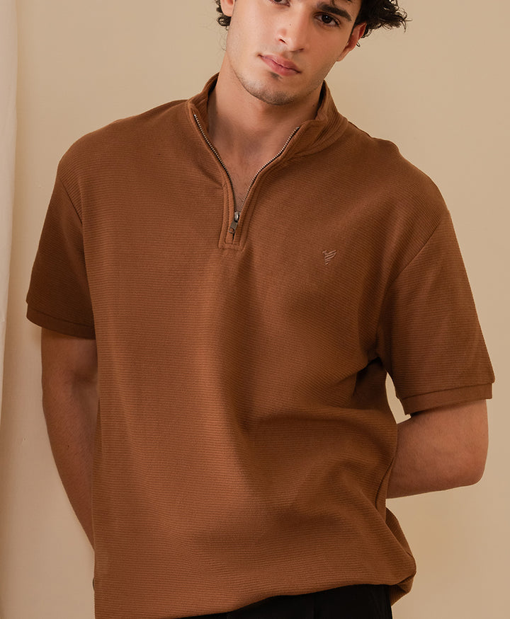 Toffee Mock Zip POLO