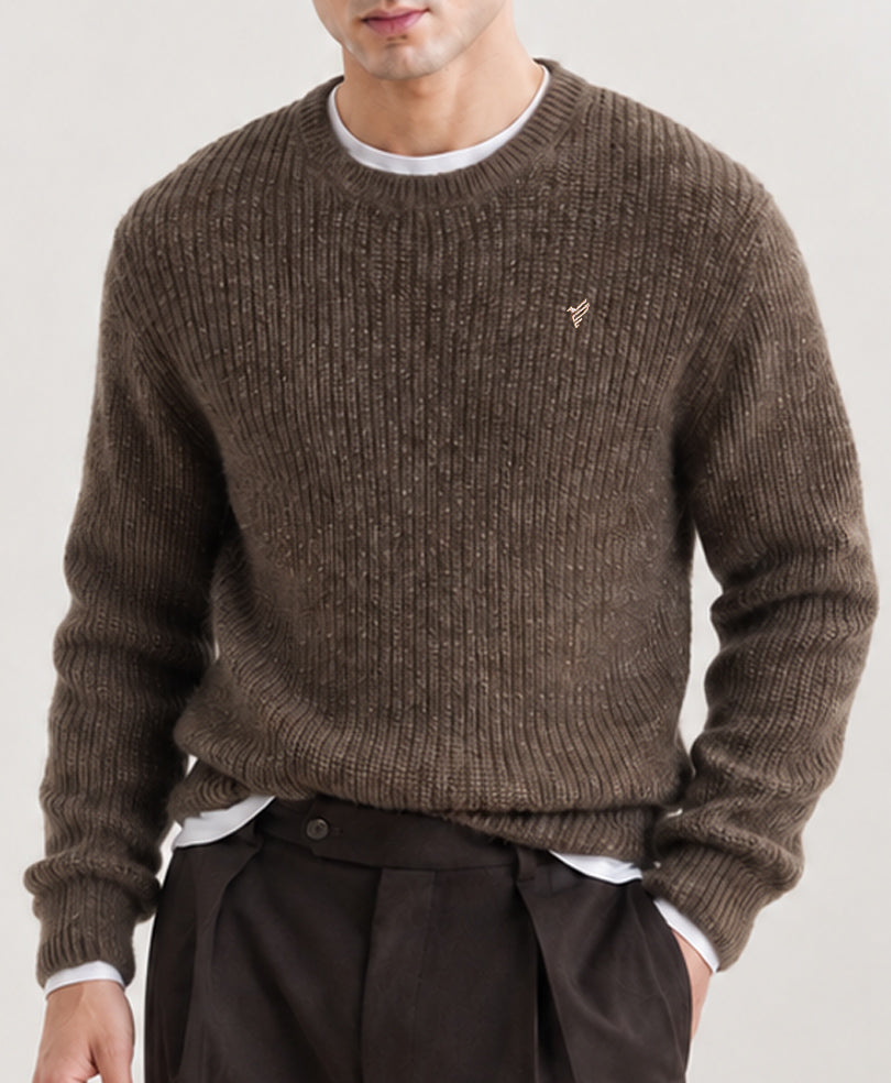 Dk Brown Basic Rib Knit Pullover
