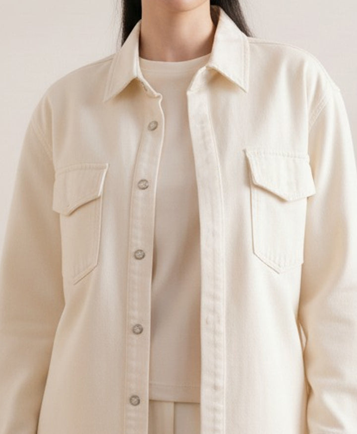 OFF White Denim Relaxed Fit Shacket (Women)