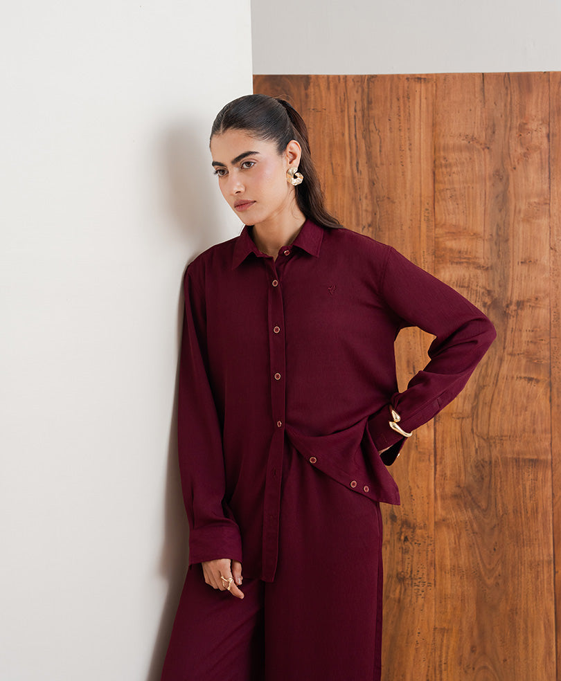 Maroon Textured Shirt (Women)