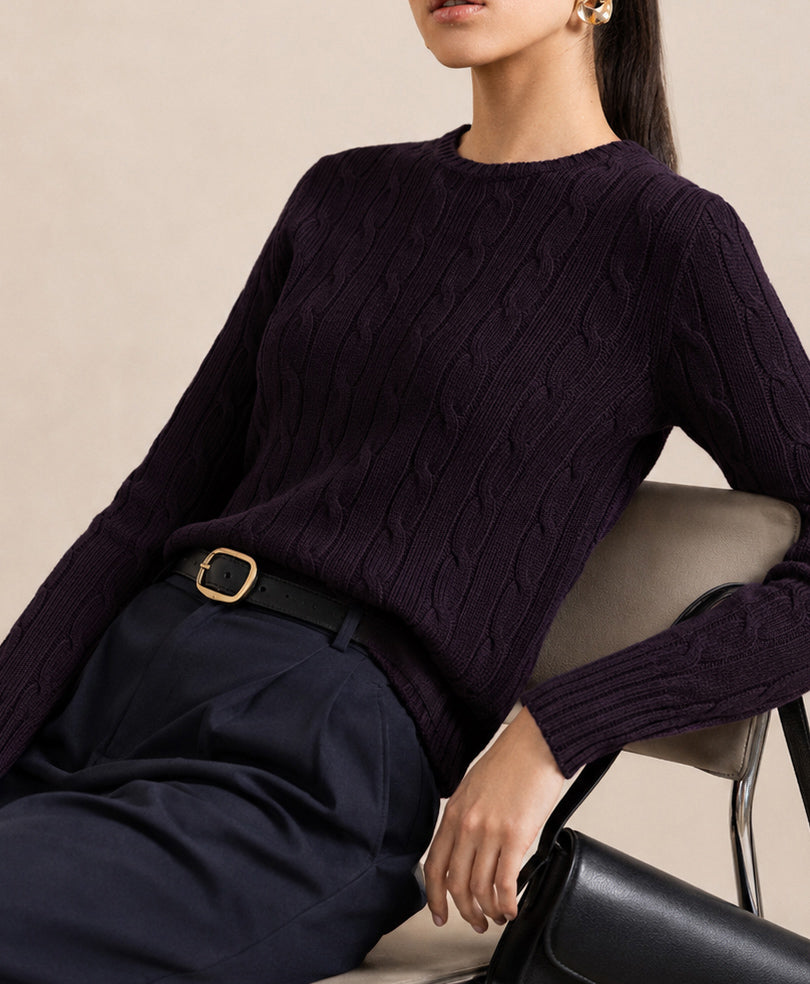 Dk Purple Cable Knit Sweater (Women)