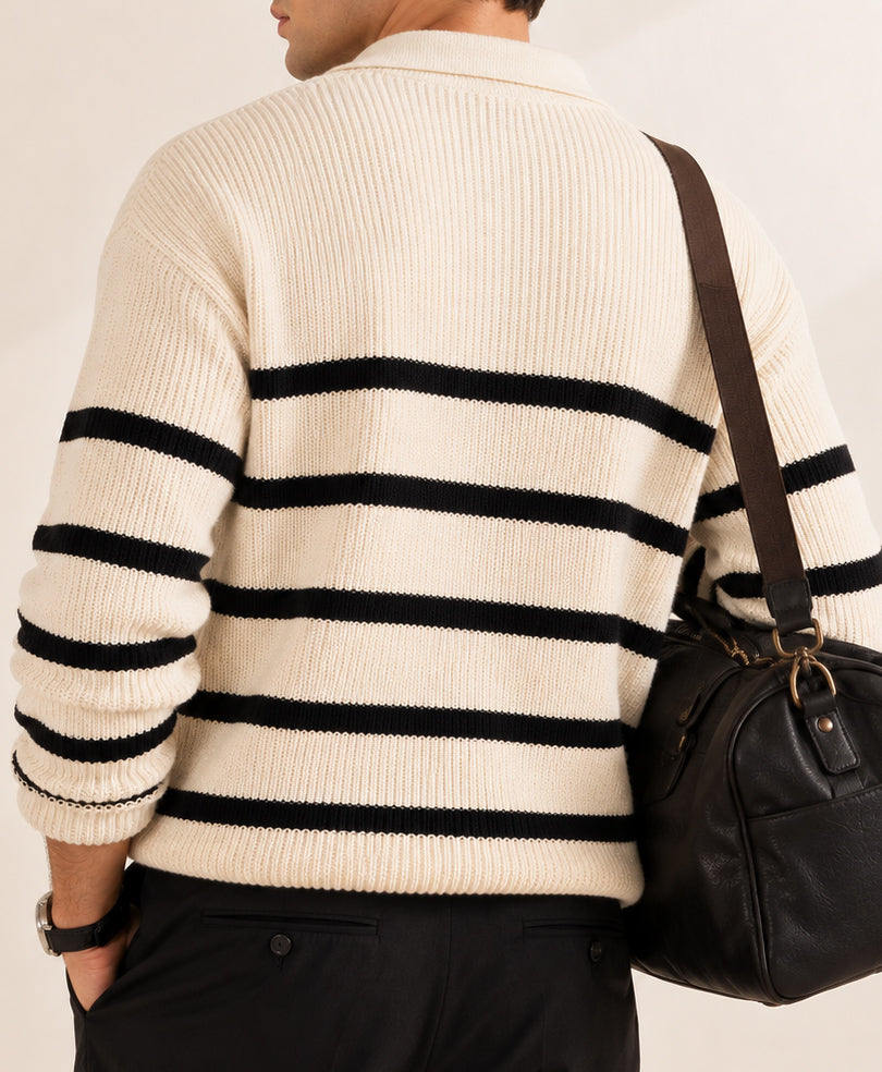 Classic Tofu & Black Striper Sweater