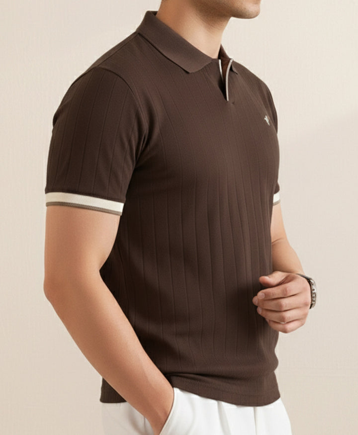Chocolate Torte V-Neck Drop Needle POLO