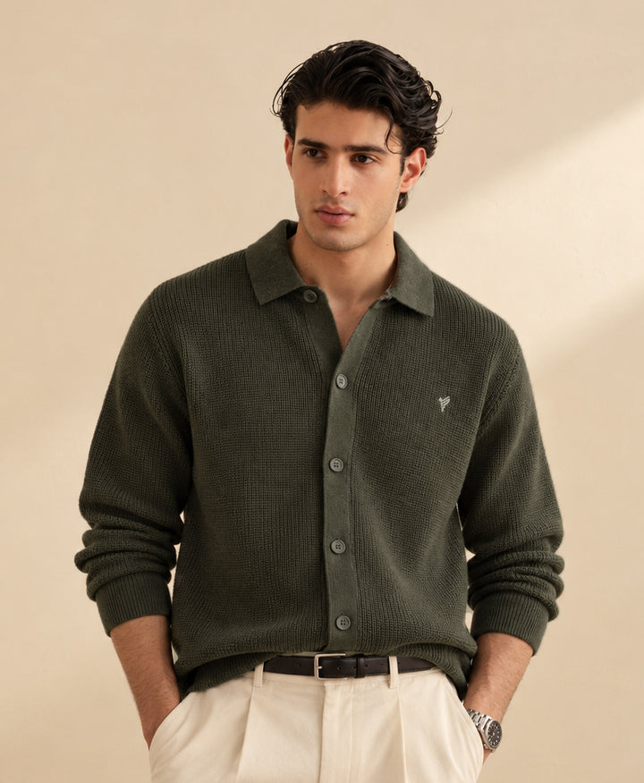 Forest Olive Heritage POLO Cardigan