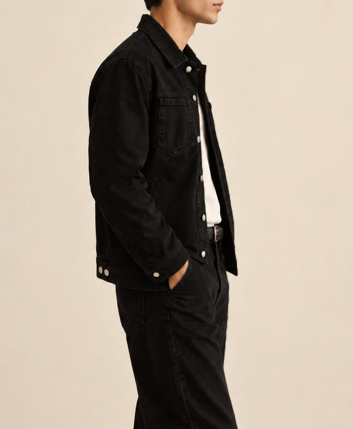 Black Modern Denim Trucker