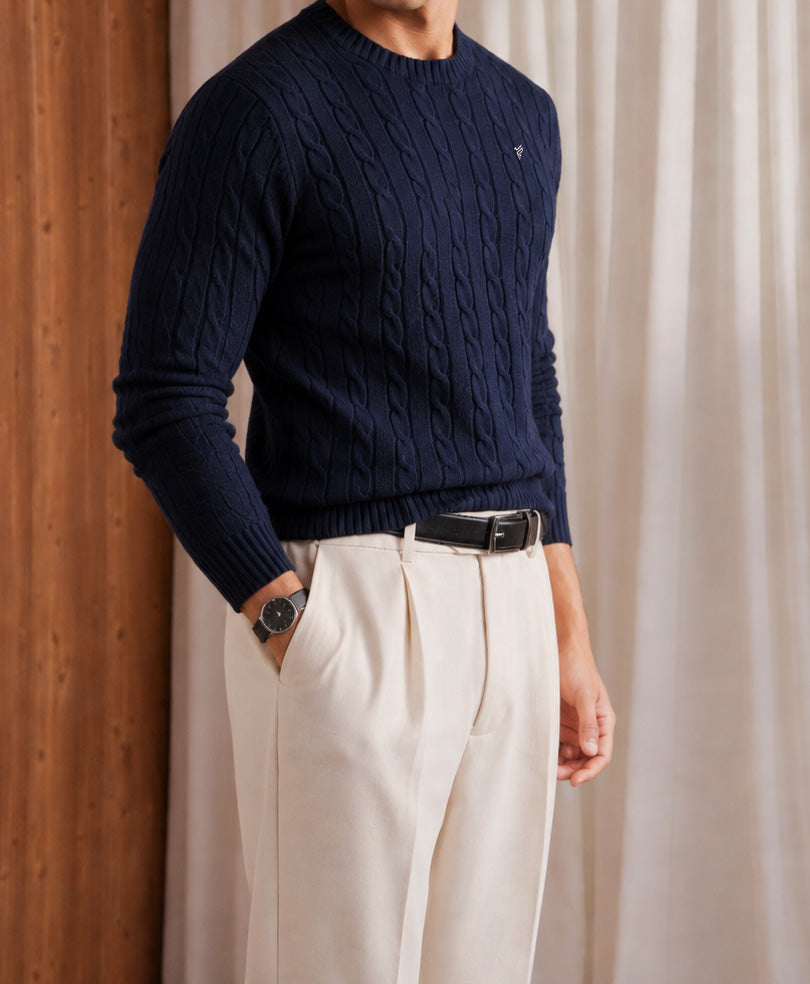 Navy Cable Knit Sweater