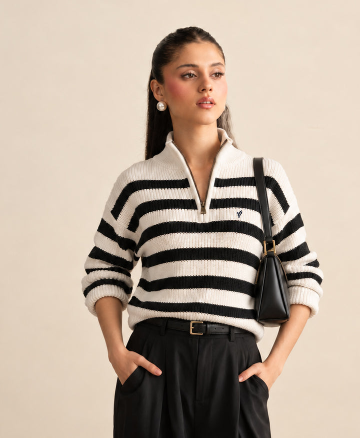 Tofu & Black Striped Sweater (Women)