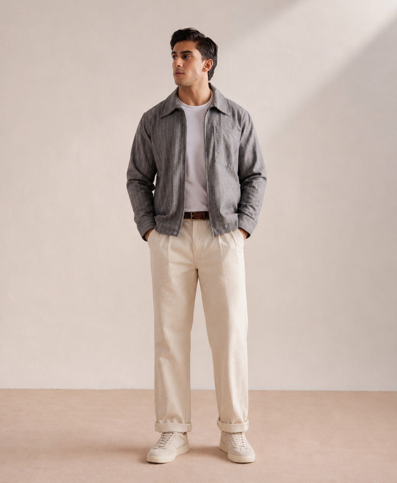Beige Waffle Comfort Trouser