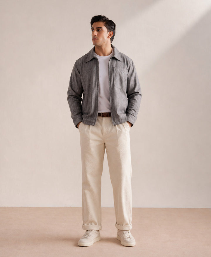 Beige Waffle Comfort Trouser