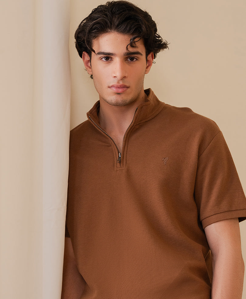 Toffee Mock Zip POLO