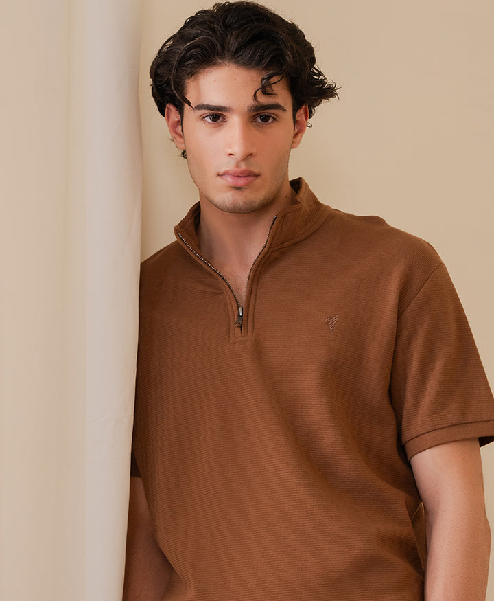 Toffee Mock Zip POLO