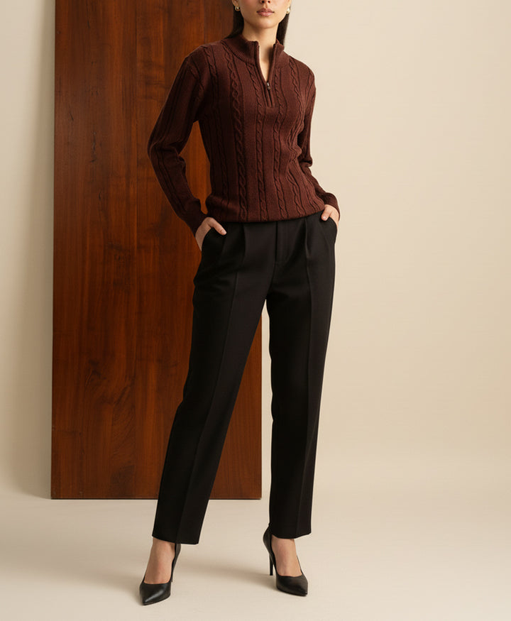 Black Formal Straight Fit Pants (Women)