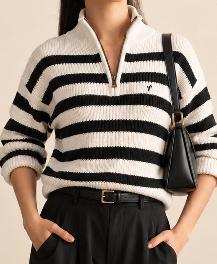Tofu & Black Striped Sweater (Women)