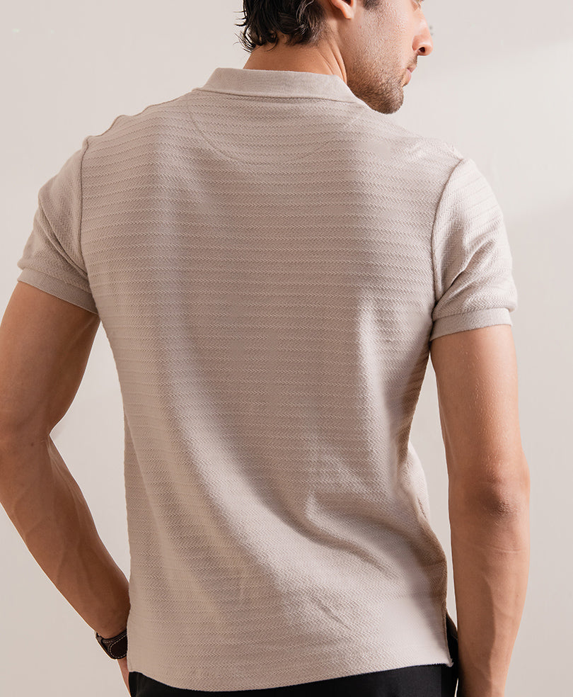Pumica Stone V Neck Knitted POLO