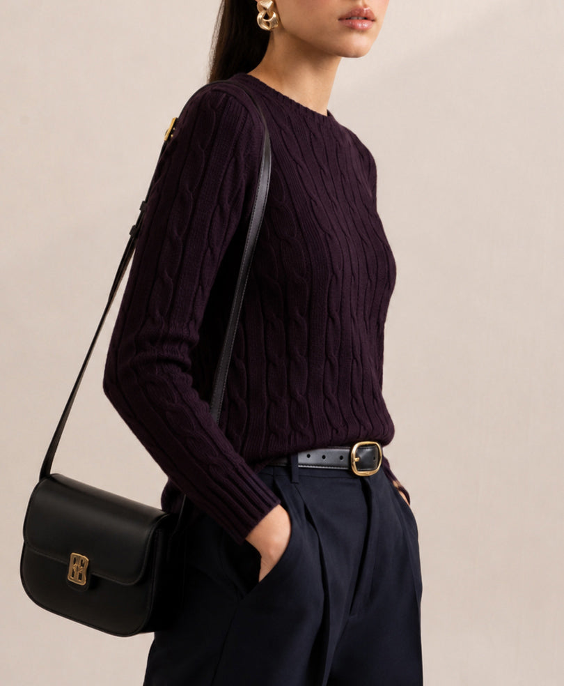 Dk Purple Cable Knit Sweater (Women)