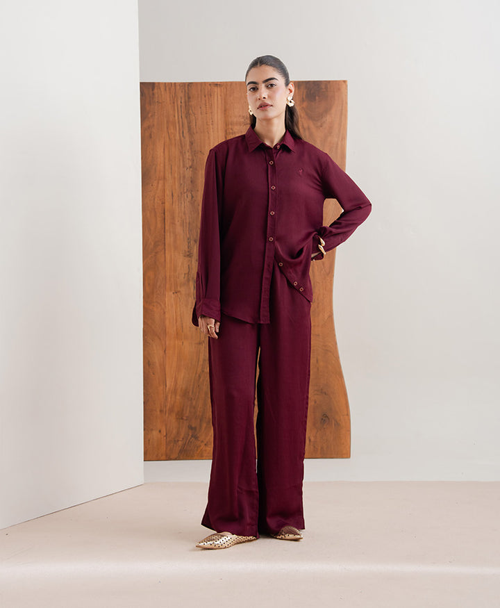 Maroon Textured Shirt (Women)