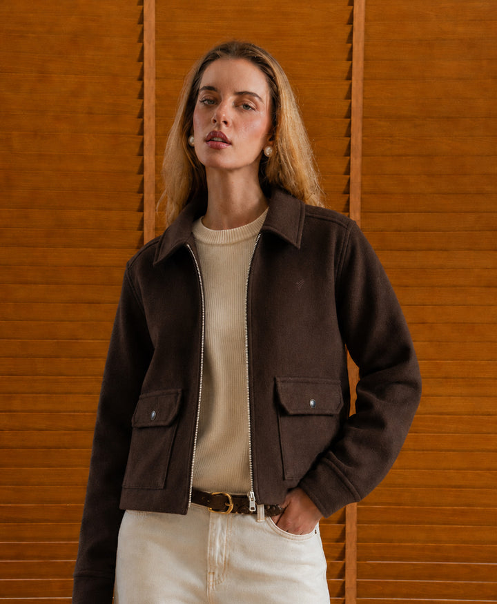 Chocolate Soft Zip Up Jacket (Women)