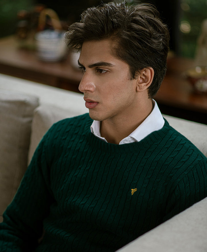 Green Cable Knit Sweater