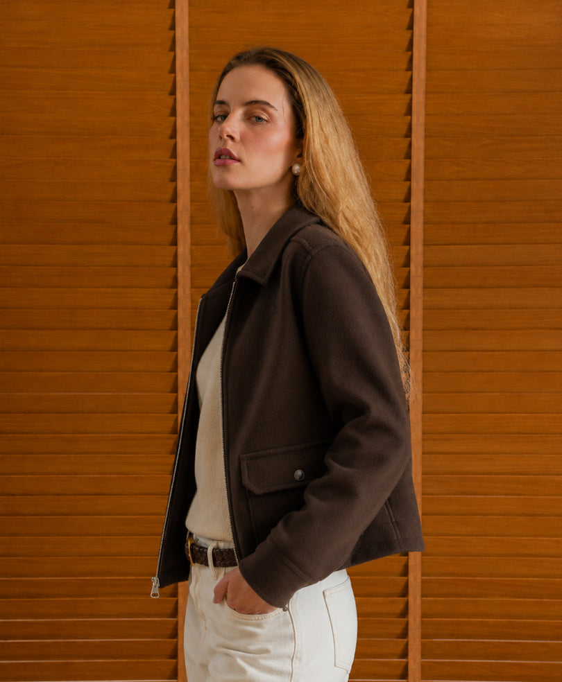Chocolate Soft Zip Up Jacket (Women)