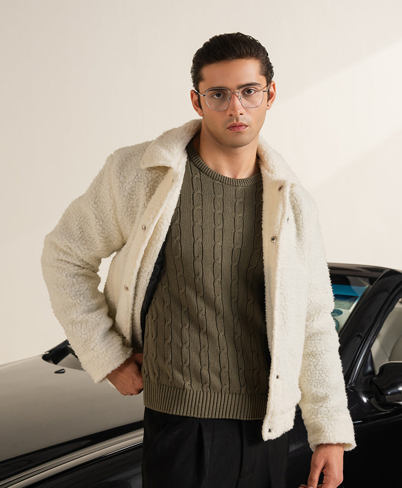 OFF White Retro Sherpa Jacket