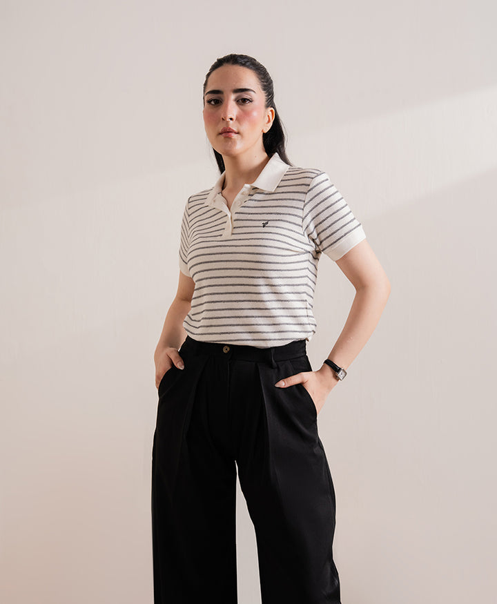 Black Wide Leg Pleated Pants (Women)