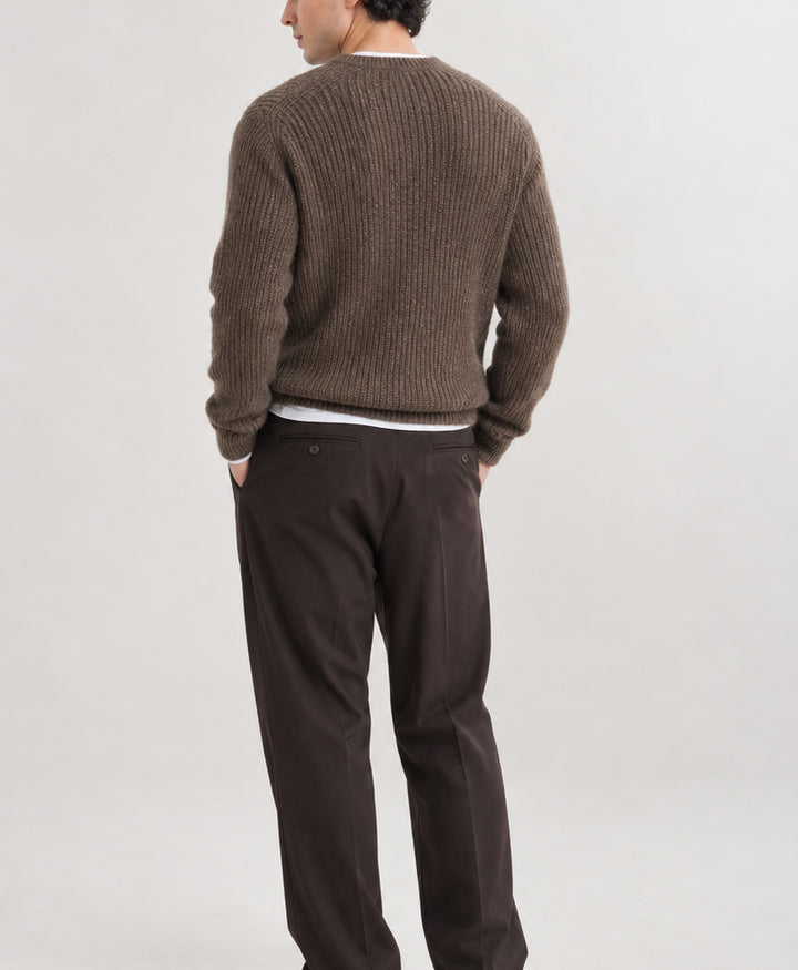 Dk Brown Basic Rib Knit Pullover