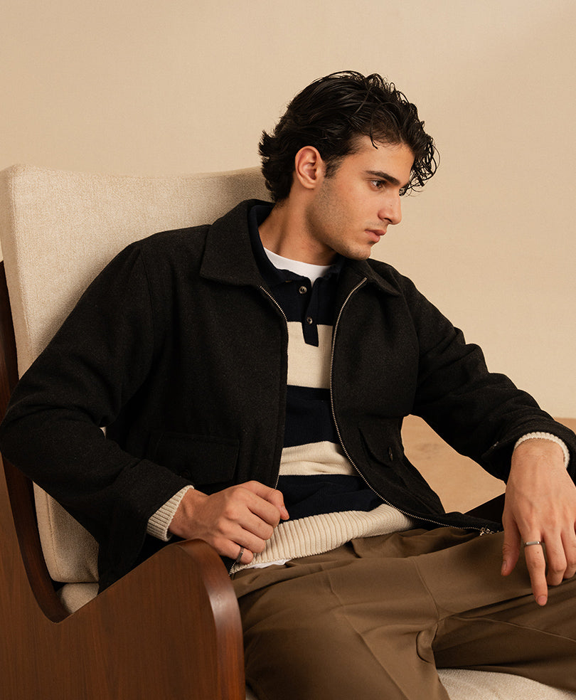 Modern Minimal Jacket Charcoal