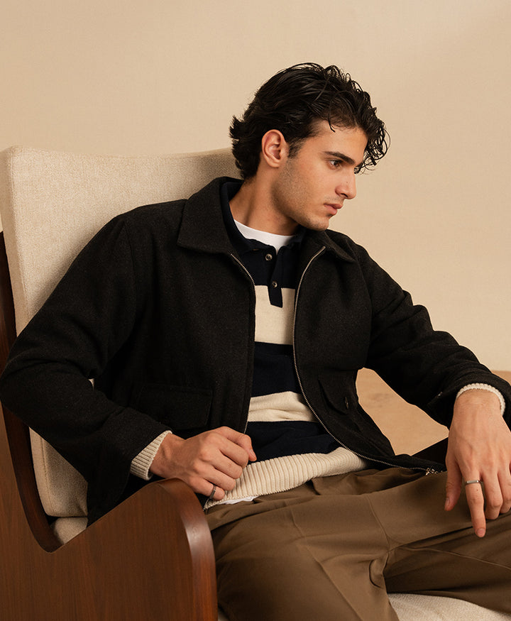 Modern Minimal Jacket Charcoal