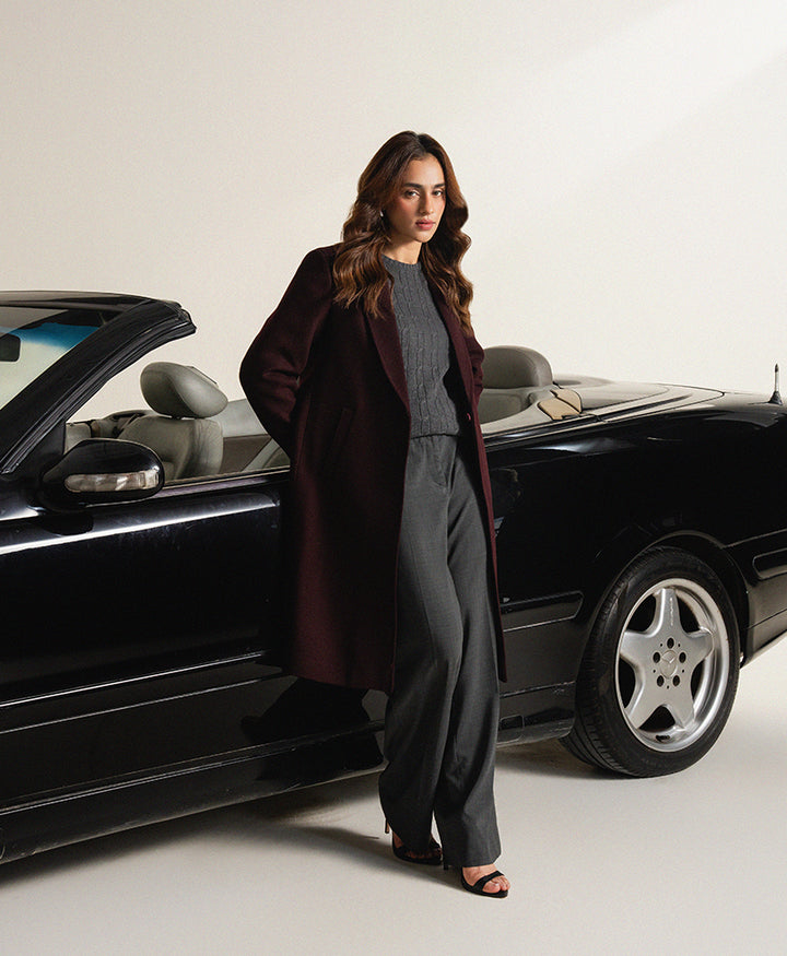 Charcoal Grey Cable Knit Sweater (Women)