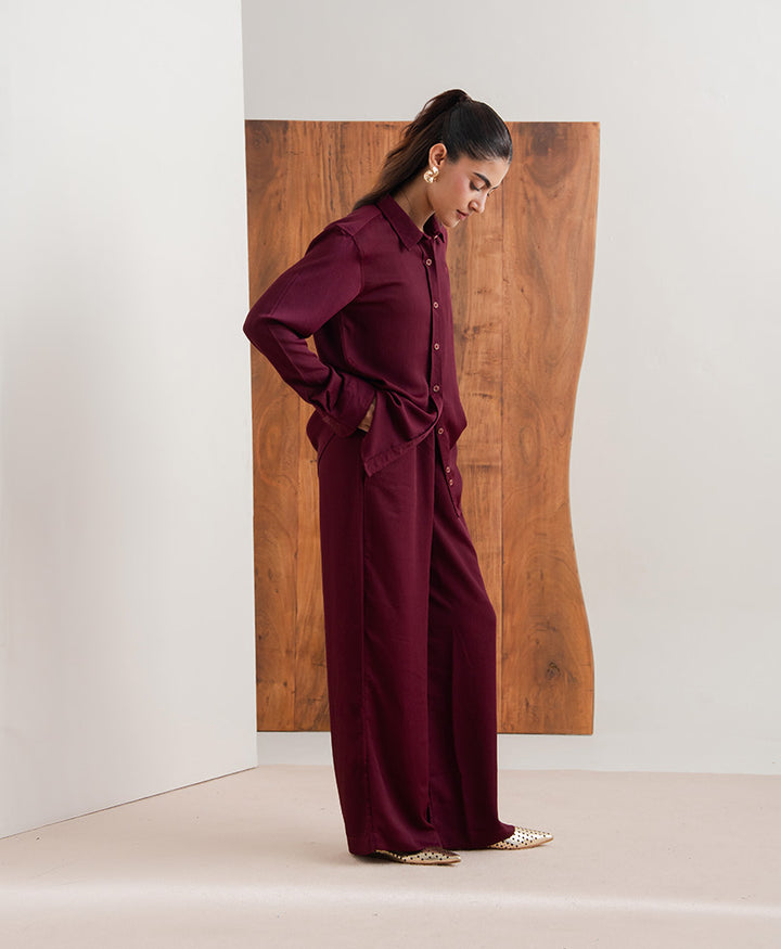 Maroon Textured Trouser (Women)