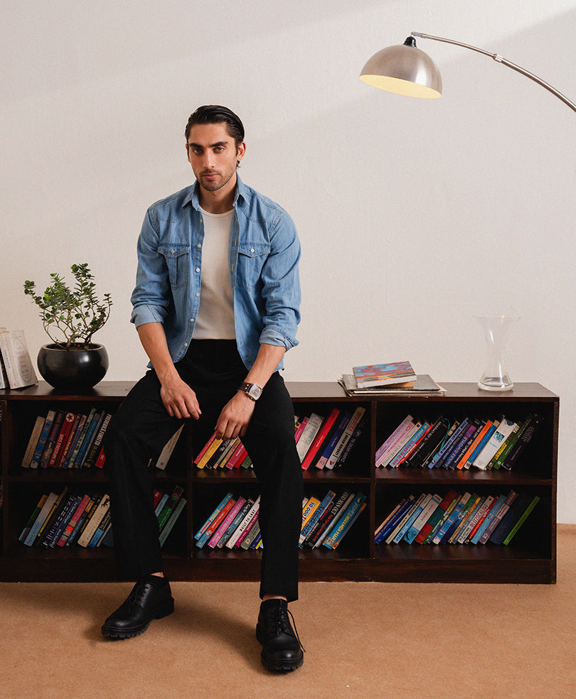 Mid Blue Iconic Denim Shirt (Regular Fit)