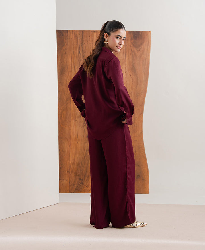 Maroon Textured Trouser (Women)
