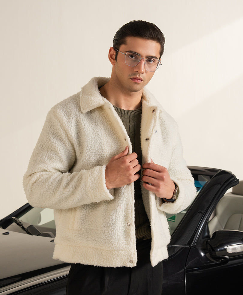 OFF White Retro Sherpa Jacket