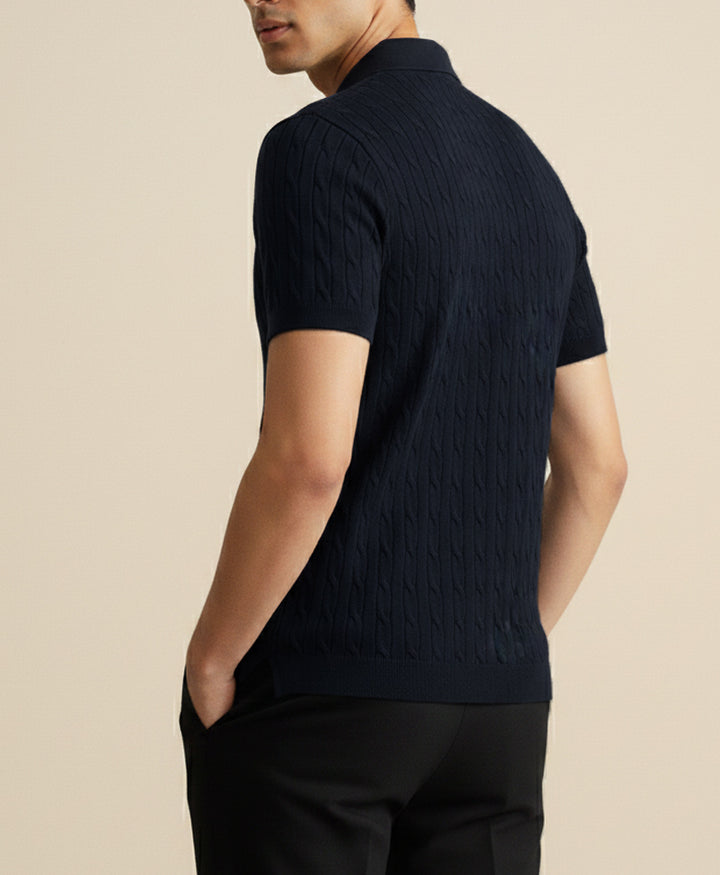 Dk Blue Cable Knit POLO