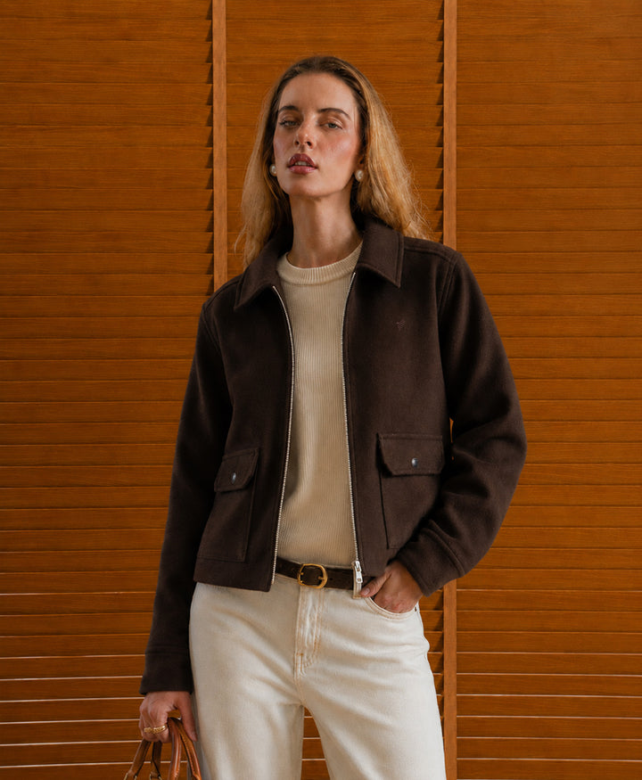 Chocolate Soft Zip Up Jacket (Women)